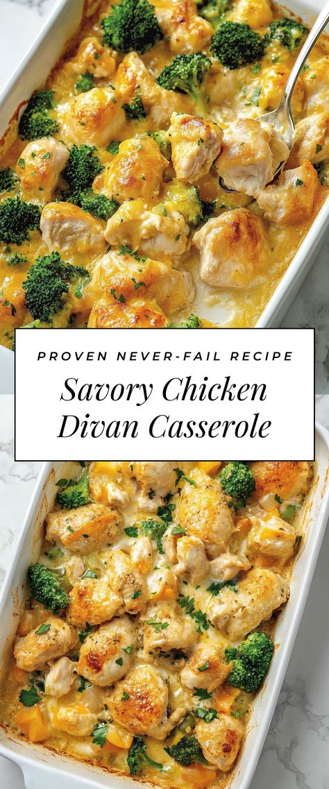 Image for Savory Chicken Divan Casserole Easy Casserole Dinners For Families, Gf Chicken Casserole Recipes, Healthy Chicken Bake Casserole, Main Dish Chicken Recipes, Breakfast Casserole With Chicken, Comfort Dinner Recipes Families, Soft Chicken Recipes, Easy Healthy Chicken Casserole, Grilled Chicken Casserole Recipes