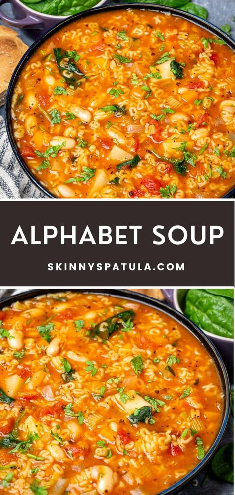 Skinnytaste Soup, Alphabet Soup Recipe, Kid Friendly Soup, Alphabet Pasta, Eat More Veggies, More Veggies, Cute Alphabet, Small Pasta, Alphabet Soup