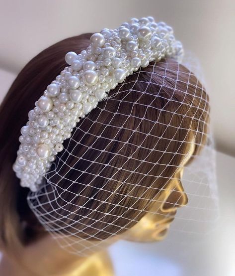 Pearl Hairband, Veil Headband, Veil Crystal, Vintage Headband, Headband Pearl, Headband Vintage, Pearl Bridal Headband, Veil Headpiece, Pearl Veil