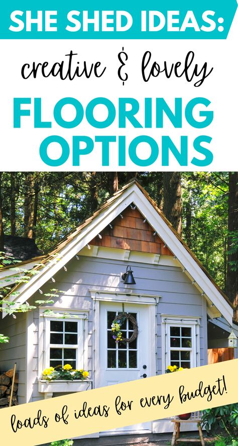 She Sheds On A Budget, Tiny She Shed Interior Ideas, She Shed Interior Ideas Decor, Diy She Shed Cheap Easy, She Shed Flooring Ideas, Shed Flooring Ideas, Diy She Shed Cheap, Inside Shed Ideas, She Sheds Ideas