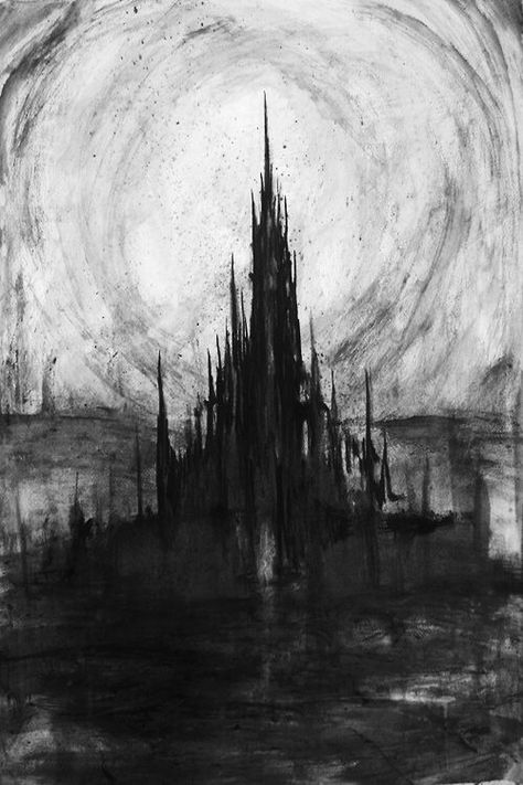 Beautiful!! Castle Drawing, Dark Castle, Arte Peculiar, Albrecht Durer, Charcoal Art, The Dark Crystal, Cat Air, Creepy Art, Arte Fantasy