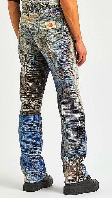 Denim Diy Clothes, African Clothing For Men, Denim Diy, Embroidered Details, Denim Patchwork, Patchwork Designs, African Clothing, Diy Clothes, Straight Leg Jeans