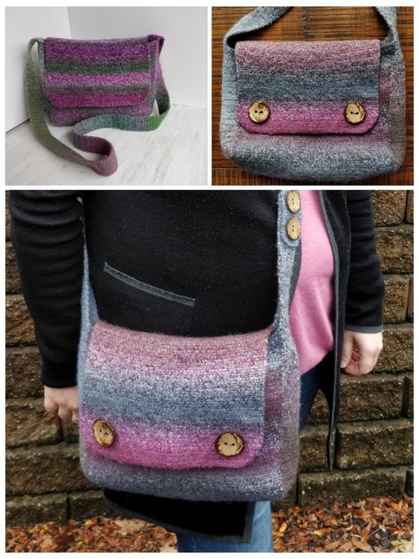 Felted Purse Patterns Free, Felted Crochet Patterns, Felted Crochet Bag, Quilts Crochet, Crochet Felting, Felt Purses, Messenger Bag Pattern, Crochet Messenger Bag, Bag Free Pattern