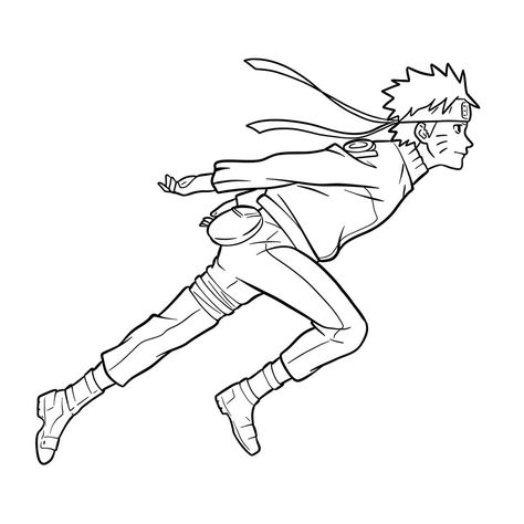 How to Draw Running Naruto Naruto Running, Running Anime Pose, Naruto Running Pose, How To Draw Running Person, Running Pose Reference, Naruto Run Drawing, Manga Running Scene, Running Drawing, Anime Drawing Sketches