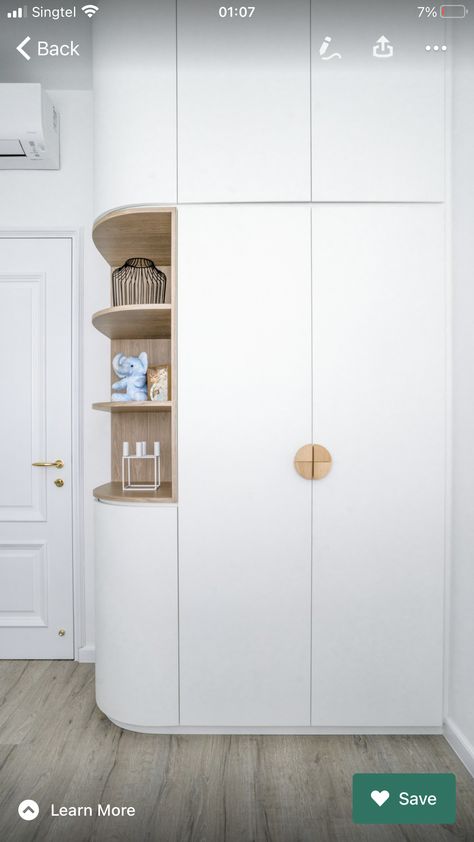 Round Wardrobe Design, Curved Wardrobe Design, Curved Wardrobe, Rounded Shelves, Deur Ensuite, Round Shelves, Wardrobe With Shelves, Rounded Wardrobe, Round Shelf