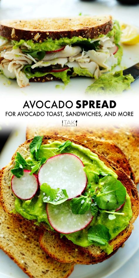 Buttery and bright, you only need 5 minutes and 3 ingredients to whip up this crazy delicious Avocado Spread. With just the right quantity of each ingredient, avocado, lemon juice, and salt come together in perfect harmony for a healthy spread that adds extra creamy, delightful vibes to absolutely everything it touches! Perfect for avocado toast, sandwich spread, burger toppings, and more! Avocado Spread Recipe, French Snacks, Sandwich Spread Recipes, Brunch Sides, Avocado Spread, Brunch Casserole, Avocado Sandwich, Burger Toppings, Toast Sandwich