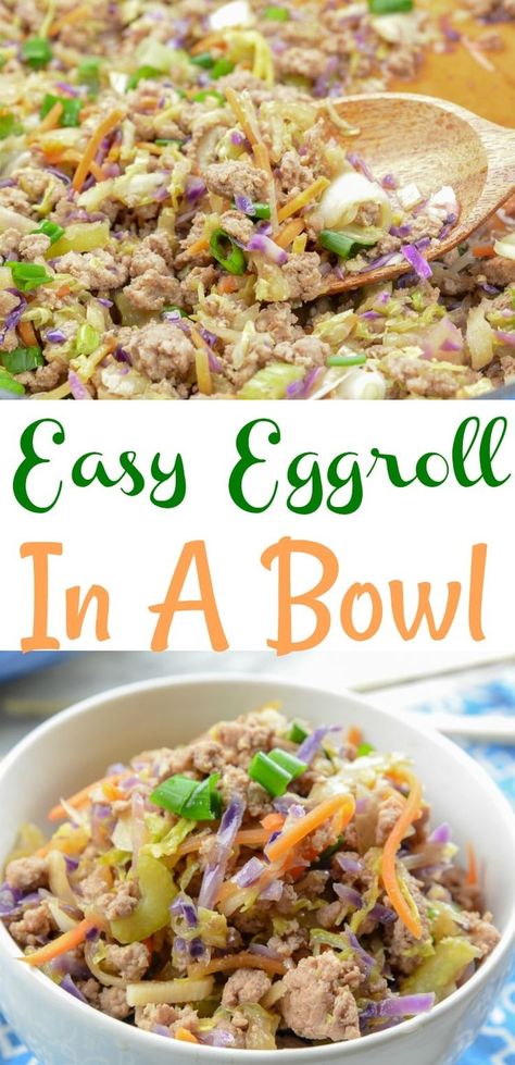 Whip up this easy pork egg roll in a bowl for a quick and easy dinner this week. You get those components of an egg roll but without all the headache of rolling and frying each roll. 32 reviews · 12 minutes · Serves 1 ·  #itsnotthecalories #wildfit #wildfitspring #getwildfit #eatclean #paleo #grainfree #glutenfree #whole30 #keto #vegan #nosugar #wfweek4 Easy Egg Roll, Telur Gulung, Pork Egg Rolls, Eggroll In A Bowl, Egg Roll In A Bowl, Boiled Egg Diet, Egg Diet, Easy Pork, Easy Eggs