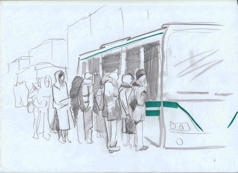 Bus Reference Drawing, Bus Stop Drawing Sketch, Bus Drawing Sketch, Bus Stand Memory Drawing, Bus Perspective, Bus Stop Sketch, Bus Reference, Bus Stop Drawing, Bus Sketch