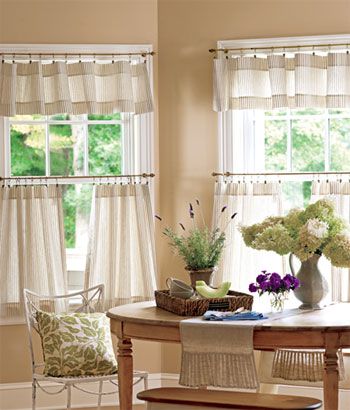 Kitchen Curtains Kitchen Curtain Designs, Curtains Farmhouse, Cloth Curtains, No Sew Curtains, Shabby Chic Curtains, Tier Curtains, Farmhouse Curtains, Country Curtains, Room Curtains