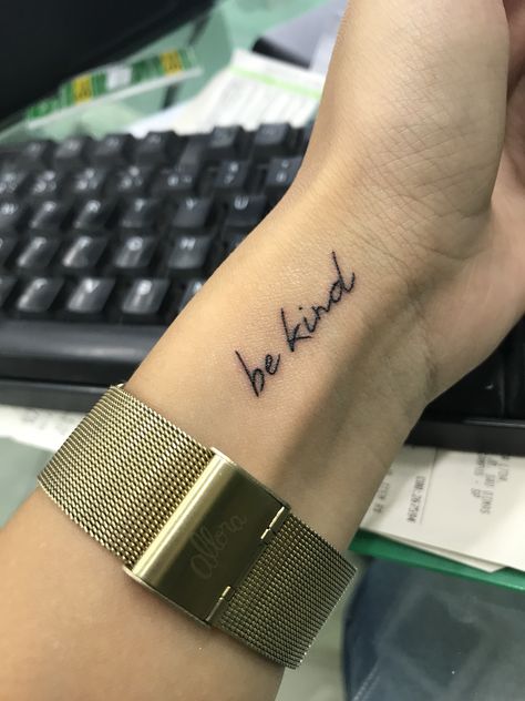 Be Kind Tattoo, Kind Tattoo, Small Tattoo Ideas For Women, Tasteful Tattoos, Mini Tattoo, Bad Tattoos, Small Tattoo Ideas, Tattoo Ideas For Women, Love Wins