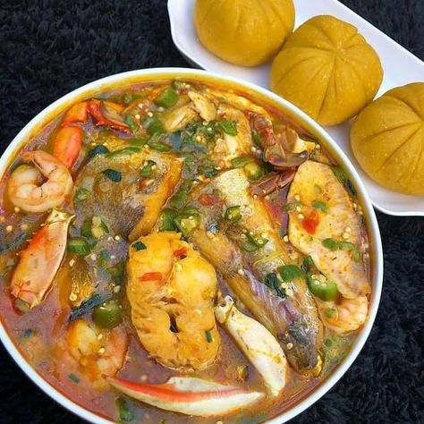 Okro soup /sea soup with hot eba. Okro Soup, Okra Soup Recipe, Okra Stew, African Recipes Nigerian Food, Bike Food, Austin Food, Nigerian Food, Recipe Boards, African Food