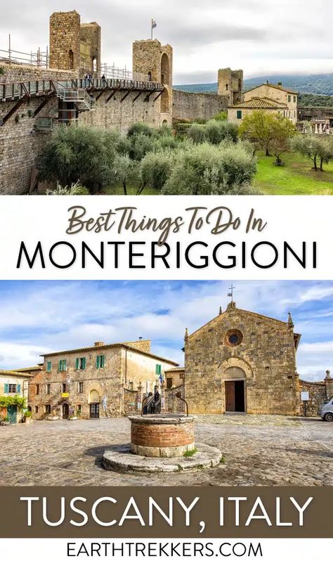 Best things to do in Monteriggioni, Tuscany, Italy. How to get here, where to eat, and tips for the best experience. Monteriggioni Italy, Florence Bucket List, One Day In Florence, Earth Trekkers, Gimignano Italy, San Gimignano Italy, Siena Cathedral, Italy Travel Outfit, Best Rooftop Bars