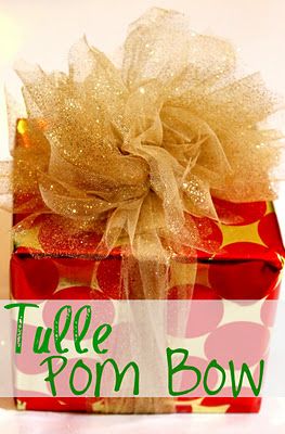 How to make a Tulle Pom Bow by Miss Lovie, Christmas, gift wrap idea, wrapping presents, www.missloviecreations.blogspot.com Tulle Bows Diy Christmas, Bows For Presents, Gift Wrap Bow, Tulle Poms, Fancy Christmas, Fancy Bows, Wrapping Presents, Gifts Wrapping, Bows Diy Ribbon