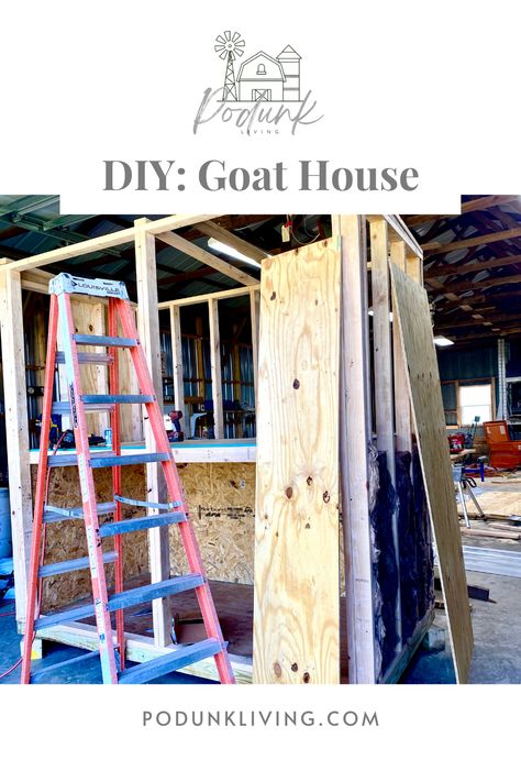 Spoil your goats next winter by building a safe, sturdy, warm, and insulated goat house! Our goat shelter design not only pampers our doe divas, this goat barn stores hay in a convenient location for feeding, and includes an indoor hay feeder that significantly reduces the amount of hay the goats waste. When attached to a goat pen, the goat house does not need to be large (just cozy enough for them to sleep). The best part about our DIY goat shed design is that it won't break the bank. Diy Goat Shed, Diy Goat House, Goat Shed, Goat Shelter, Goat Pen, Goat House, Building Raised Beds, Goat Barn, Plywood Siding