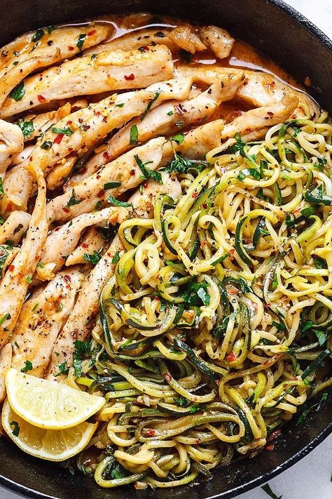 Chicken And Zucchini Noodles, Ayam Mentega, Zucchini Noodles Recipe, Chicken And Zucchini, Cowboy Butter, Recipe With Chicken, Chicken And Pasta, Zucchini Noodle Recipes, Zoodle Recipes