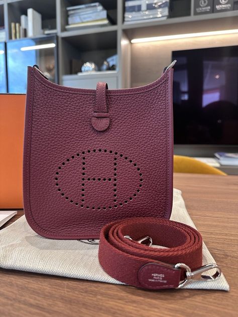 Hermes Mini Evelyn DV Rouge H Clemence PHW  | eBay Herbag Hermes, Hermes Evelyn Bag, Dream Bag, Bag Collection, Hermes Bags, Bags Handbags, Vision Board, Free Delivery, Bag Lady