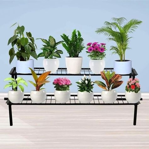 Pot stand 🌿🌻 | Garden decor ideas #potstand #flowerpot #flowerpots #flowerpotstand #homedesignsdworld #decorativegarden #ironpotstand #cookinghacks Balcony Railing Planters, Plants And Pots, Herb Garden In Kitchen, Shelf Holder, Railing Planters, Front Yard Garden Design, Garden Stand, Pot Stand, Flower Pot Holder