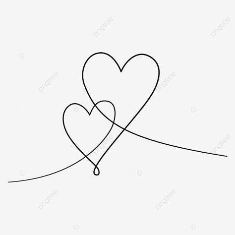 Love Heart Drawing Ideas, Png Valentines Day, Two Hearts Together Drawing, Heart Wallpaper Drawing, Valentines Day Line Art, 2 Hearts Drawing, One Line Heart Drawing, Two Hearts Drawing, Cute Hearts Drawings