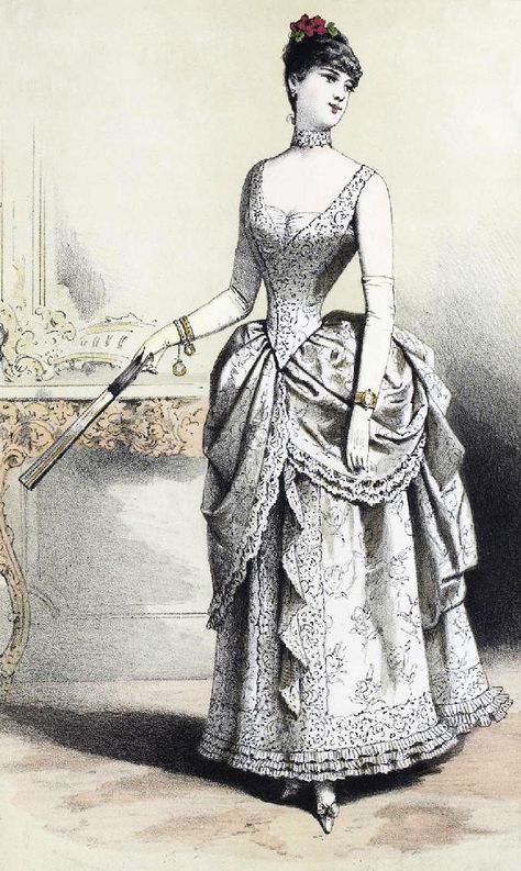 1885 Fashion, Victorian Gown, Victorian Era Fashion, 1880s Fashion, All Crafts, 19th Century Clothing, Free Vintage Printables, 19th Century Fashion, Victorian Lady