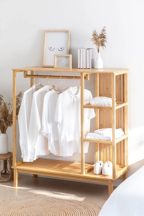 Open Dressing Room, Armoire Design, Armoire Entree, Bamboo Clothes, Clothes Hanger Rack, Coat Rack With Storage, Wood Shoe Rack, Open Wardrobe, Wood Wardrobe