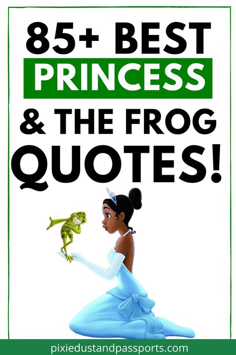 You're going to be Almost There with these amazing Princess and the Frog quotes! From great Tiana quotes to Naveen quotes and sayings from Facilier, there's something here for everyone. Tiana Quotes Inspirational, Princess In The Frog Quotes, Princess And The Frog Instagram Captions, Princess And The Frog Clipart, Lottie And Tiana Tattoo, Princess And The Frog Sayings, Princess And The Frog Senior Quotes, Princess And The Frog Door Decorations, Tiana Princess And The Frog Quotes