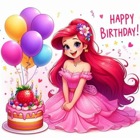 Happy Bday Princess, Happy Birthday Mermaid Images, Happy 7th Birthday Girl Wishes, Happy Birthday Wishes Disney, Happy Birthday Disney Princess, Unicorn Wallpaper Cute, Unicorn Wallpaper, Disney Dream, Art Girl