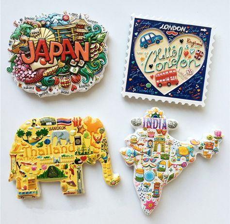 India Fridge Magnet, Fridge Magnets India, Fridge Magnets Design, Fridge Magnets Ideas Creative, Fridge Magnet Design, Creative Souvenir, Magnet Design, Refrigerator Sticker, Travel Stickers