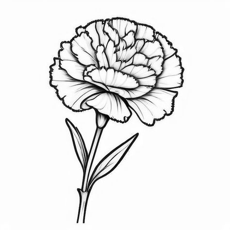 Black and white carnation vectors, photos and PSD files | Free download Drawing Of Carnation Flower, Carnation Flower Outline, Carnation Flower Drawing, Carnation Drawing, Flower Bouquet Drawing, Cute Coloring Book, Carnation Tattoo, White Carnation, Flower Outline