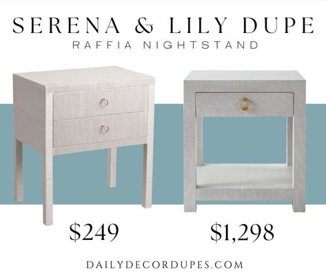 DUPE! Serena & Lily Driftaway gray raffia nightstand dupe for less. Gray raffia nightstand with 2 drawers and gold ring hardware. $249 + free shipping with code “SHIP89” raffia woven nightstand. Dupe dupes more affordable option find replica copy cat similar look for less budget friendly affordable cheap cheaper beautiful pretty Grand Millennial Nightstand, Grass Cloth Nightstand, Grass Cloth Bedside Table, Woven Nightstand, Coastal Nightstand, West Elm Margot Raffia Nightstand, Raffia Nightstand, Serena And Lily Driftway Nightstand, Margot Raffia Nightstand