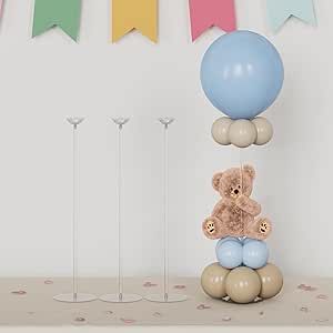 Stuffed Balloon Centerpiece, Bear Balloon Centerpiece, Small Balloon Centerpieces, Birthday Balloon Stand, Baby Shower Balloon Centerpieces, Baby Shower Centerpiece Ideas, Fall Balloons, Balloon Centerpieces Diy, 1st Birthday Centerpieces