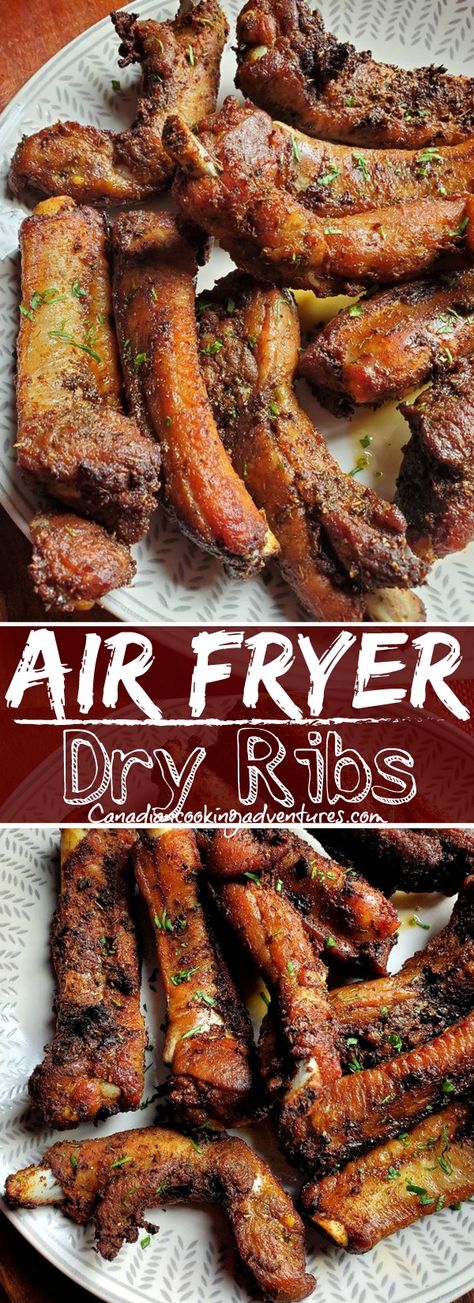 Air Fryer Dry Ribs, Side Pork, Dry Ribs, Fried Ribs, Broccoli Salads, Fancy Foods, Air Fryer Pork, Air Fried Food, Airfryer Recipes