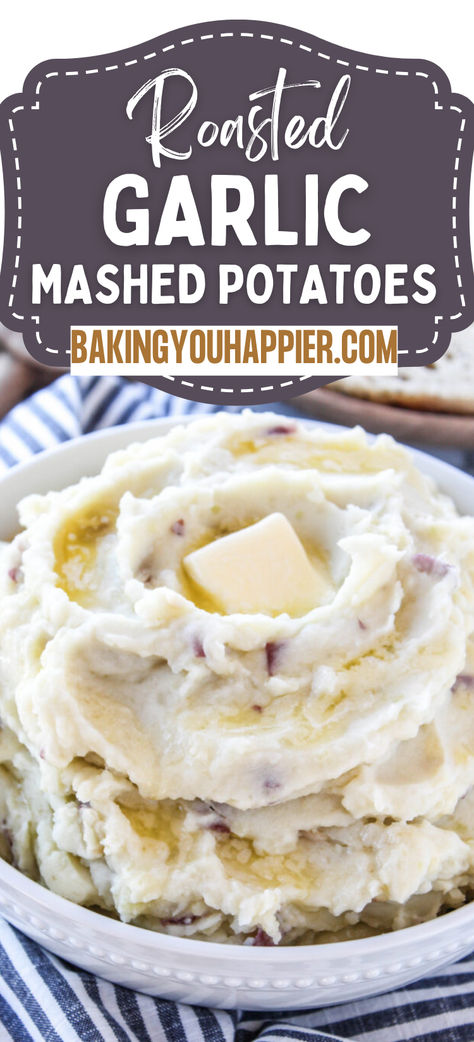 Roasted Garlic Mashed Potatoes, mouth watering mashed potatoes packed with butter and garlic in every bite! The Keg Garlic Mashed Potatoes, Garlic Red Mashed Potatoes, Roasted Mashed Potatoes, Garlic Mashed Potatoes Easy, Garlic Mashed Potatoes Recipe, Mashed Red Potatoes, Vegetarian Thanksgiving Recipes, Roasted Garlic Mashed Potatoes, Roasted Garlic Cloves