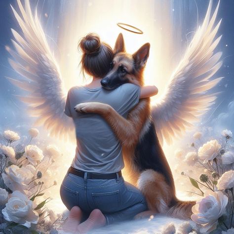 Angel Dog Art, Animals In Heaven, Dogs In Heaven, Dog Heaven Quotes, German Sheperd Dogs, Miss My Dog, Angel Dog, Dog Angel, Dog Quotes Love