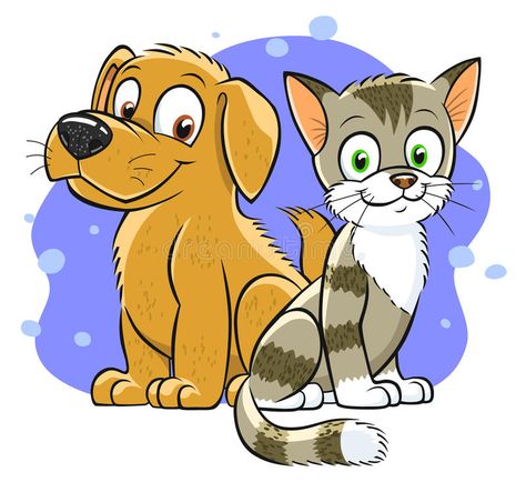 Cute pets. Illustration of smiling cartoon cat and dog. Look similar pets in my portfolio royalty free illustration Scooby Doo Dog, Cute Animal Illustration, Cute Pets, Smiling Dogs, Cute Cartoon Animals, Cat And Dog, Old Dogs, Dog And Cat, Animal Clipart