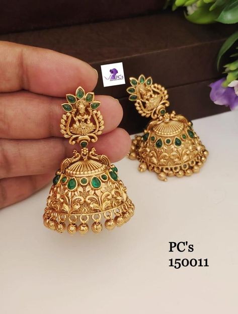 Lakshmi Kasu Jumkas, Kammalu Buttalu Gold Designs, Jumka Gold Earrings Designs, Latest Jhumki Design Gold, Kammala Buttalu Gold Designs, New Model Buttalu Gold, Kammalu Buttalu Gold Latest, Lakshmi Devi Buttalu Gold, 10grams Gold Earrings Buttalu