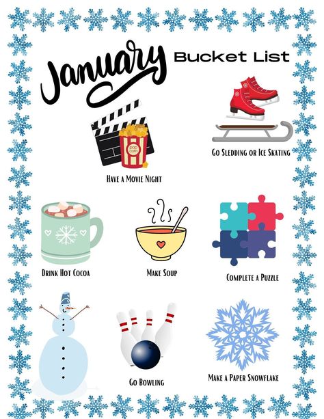 2023 Bucket List: Printable, Fun & Colorful https://whispers-in-the-wind.com/30-bucket-list-ideas-for-an-epic-family-fall/?2023-bucket-list-printable-fun-colorful Things To Do In January Bucket Lists, January To Do List, January Party Ideas, January List, January Checklist, January Bucket List, Things To Do In January, January Moodboard, 2023 Bucket List