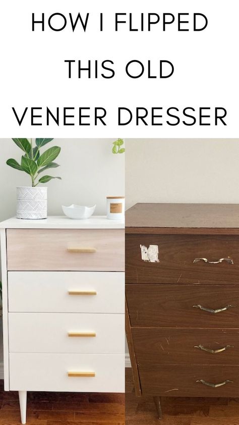 Painting Veneer, Boho Dresser, Dresser Flips, Simple Dresser, Freedom Furniture, Diy Dresser Makeover, Mid Century Dresser, Money Budgeting, Carpentry Diy