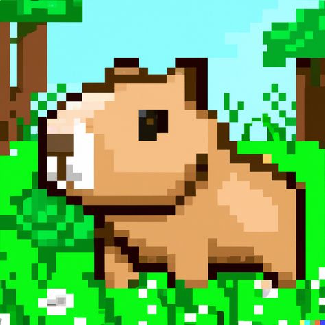 Capybara Pixel Art, Pixel Capybara, Cute Wallpapers Capybara, Pixel Art Grid Capybara, Capybara Cartoon Wallpaper, Cute Capybara Drawing Wallpaper, Capybara In Water Drawing, Cr7 Vs Messi, Funny Embroidery