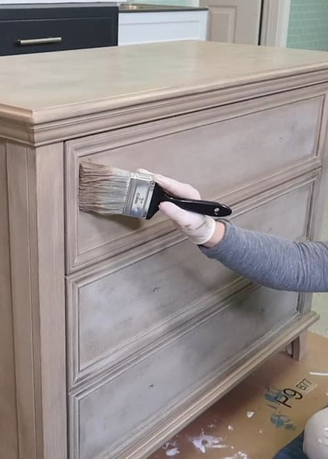 How-to Paint IKEA Furniture the Pottery Barn Seadrift Finish (aka driftwood)! Pottery Barn Sea Drift Finish, How To Paint Furniture To Look Like Driftwood, Diy Driftwood Paint Furniture, Refinishing Ikea Furniture, Faux Wood Paint Furniture, How To Make Ikea Furniture Look Like Wood, Redoing Ikea Furniture, How To Paint Antique Look, Pottery Barn Bathrooms