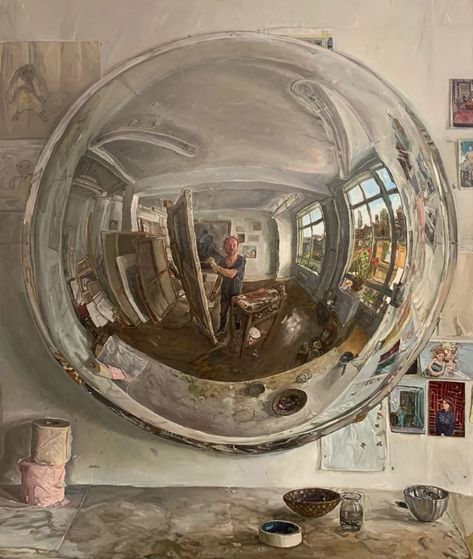 James Lloyd - Exhibition at Browse & Darby in London Fisheye Painting, Different Perspectives Art, Self Reflection Art, Fisheye Art, Reflection Aesthetic, James Lloyd, فن الرسم بالمسامير, Reflections Art, Artsy Decor