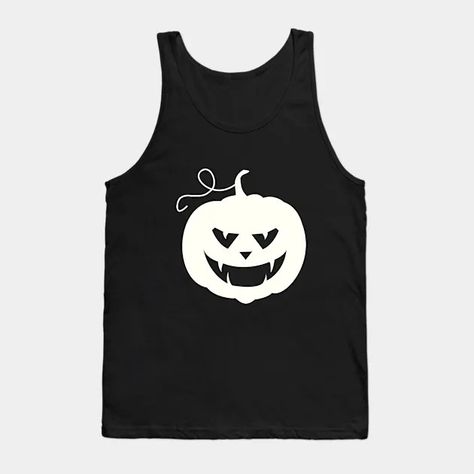 Spooky Pumpkin Jack-O-Lantern Smile - Halloween - Tank Top | TeePublic Halloween Streetwear Casual Tank Top, Alternative Halloween Cotton Tank Top, Casual Halloween Tank Top, Casual Cotton Halloween Tank Top, Halloween Cotton Tank Top With Graphic Print, Halloween Tank Top, Halloween Apparel, Pumpkin Jack, Spooky Pumpkin