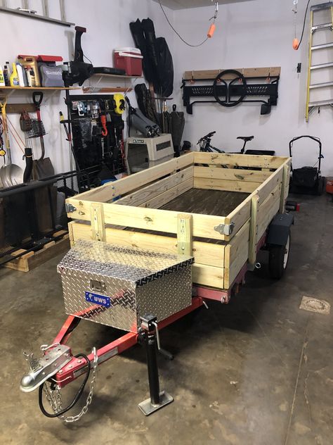 Framing Trailer Setup, Trailer Tongue Box, Diy Trailer Utility, Harbor Freight Folding Trailer, Utility Trailer Upgrades, Camping Gear Trailer, Harbor Freight Trailer, Harbor Freight Trailer Mods, Hauling Trailers