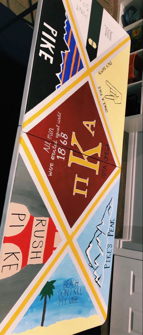 Frat Table Painted, Beer Dye Table Ideas Frat, Frat Beer Pong Table Painted, Guys Beer Pong Table Painted, Fraternity Beer Pong Table, Fraternity Pong Table, Die Tables Ideas Frat, Pi Kappa Alpha Cooler, Frat Pong Table Painted