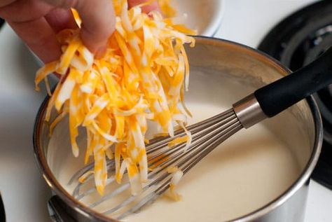 Mixing shredded colby jack cheese in to this easy Cheese Sauce in a silver sauce pan. Colby Jack Cheese Dip, Cheesey Pasta, Basic Cheese Sauce, Easy Cheese Sauce, Melted Cheese Sauce, Cheese Dipping Sauce, How To Make Cheese Sauce, Asparagus Dishes, Diy Cheese