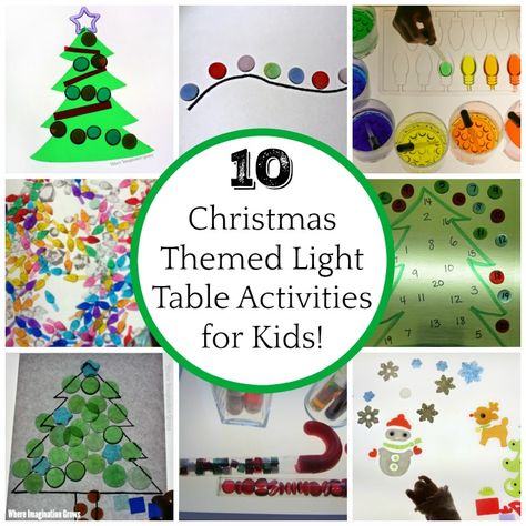 Light table Christmas activities for preschoolers and toddlers Lights Preschool Activities, Christmas Lights Preschool, Christmas Light Table, Christmas Activities For Preschoolers, Light Table Activities, Preschool Pattern Activities, Table Activities, Preschool Christmas Activities, Christmas Science