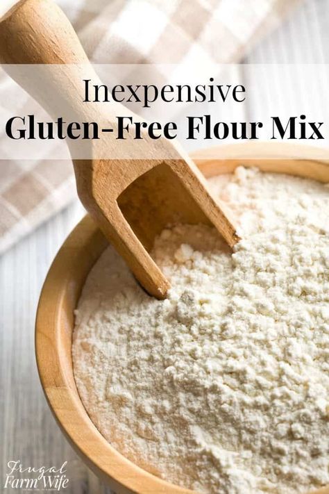 Inexpensive Gluten-Free Flour Mix | The Frugal Farm Wife Gluten Free Bread Flour, Gluten Free Flour Recipe, Tarte Vegan, Gluten Free Flour Mix, Heinz 57, Pain Sans Gluten, Pan Sin Gluten, Gluten Free Flour Blend, Homemade Gluten Free