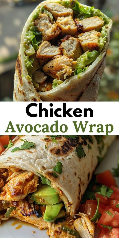 Chicken Avocado Wraps - They’re quick and easy to make, perfect for a satisfying lunch or dinner option that’s packed with protein and healthy fats.  Whether you’re craving a quick meal on the go or looking for a simple yet flavorful dish to enjoy at home, these Chicken Avocado Wraps are sure to become a favorite in your recipe repertoire! Easy To Eat Lunches On The Go, Chicken Ideas For Lunch, Health Recipes For Dinner, Healthy Food With Protein, Easy Healthy Meals Lunch, Healthy Eating On The Go, Healthy Savory Recipes, Easy To Make Healthy Meals, Chicken Avacacado Wraps