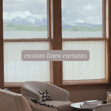 "Flat panel linen cafe curtains are a modern take on traditional gathered cafe curtains, and fit every room, from your kitchen, bathroom, living room, to bedroom. I use ONLY 100% linen for my curtains, never any imitation or \"linen look\" fabrics. My linen is sourced from Eastern Europe, imported into an American company, and sourced specifically for your curtains. Linen is a naturally eco friendly fabric: my supplier states that \"every one of our fabrics is environmentally friendly and no par Tension Rod Cafe Curtains, Linen Cafe Curtains Kitchen, Cafe Curtains Living Room, Linen Cafe Curtains, Cafe Curtains Kitchen, Curtains Linen, Cafe Curtain, Minimalist Flat, Modern Cafe