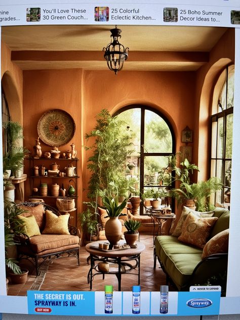 Tuscan Living Room Ideas Mediterranean Decor, Spanish Modern Living Room, Hacienda Living Room, Mexican Style Living Room, Tuscan Style Living Room, Spanish Style Living Room, Eclectic Living Rooms, Spanish Ranch, Mexican Living Room