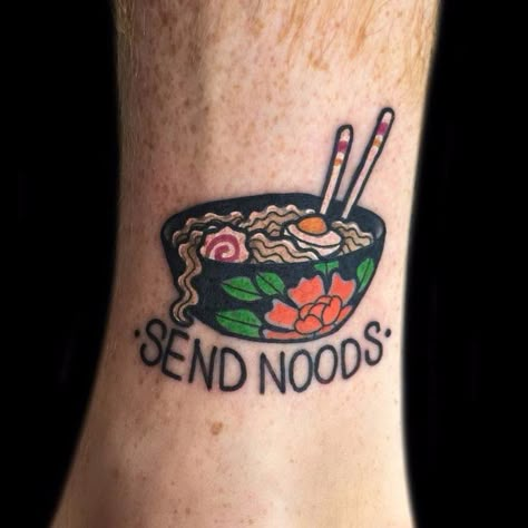 pinterest ─ bagmilk Pho Tattoo, Ramen Tattoo, Send Noods, Food Tattoos, Half Sleeve Tattoos, Body Suit Tattoo, Japanese Tattoo Designs, Japanese Tattoos, Tattoo Designs And Meanings